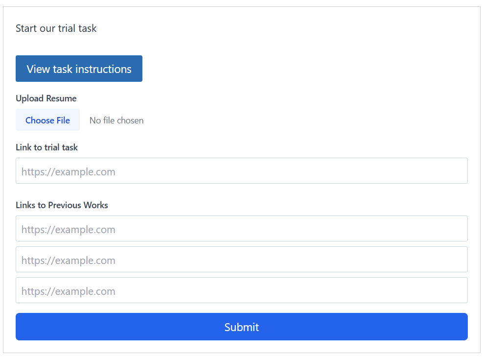 Trial task screen
